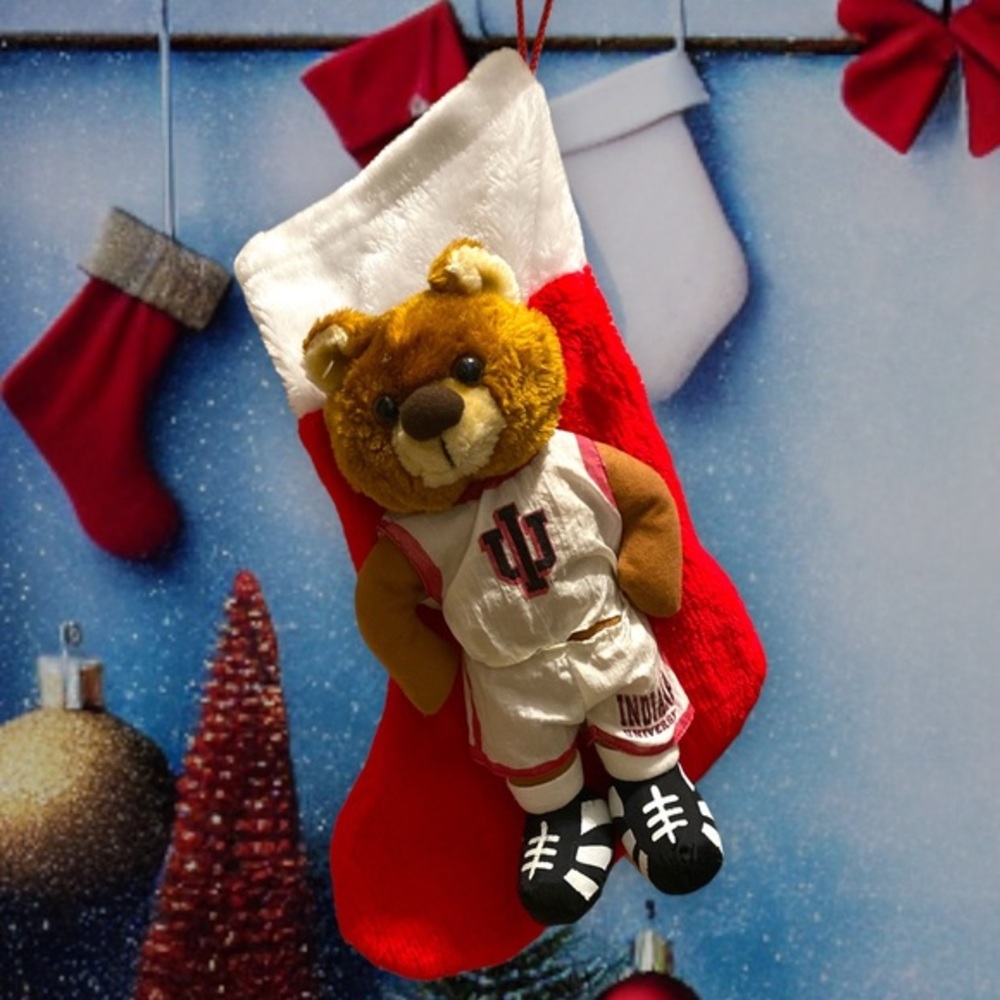 Indiana University IU Teddy Bear Christmas Stocking Plush Licensed Holiday Decor